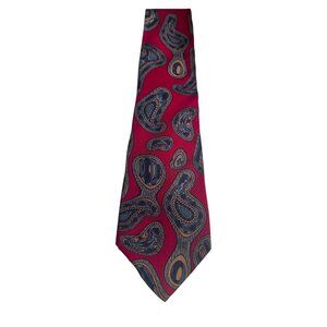 Christian Dior Monsieur Silk Tie Red Paisley Vintage Mens Necktie Gift for Him